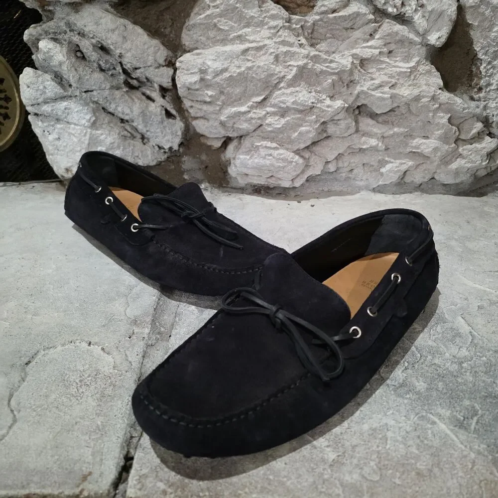 Brooks Brothers Mens Black Suede Driving Moccasin Loafers Slip On 11.5
